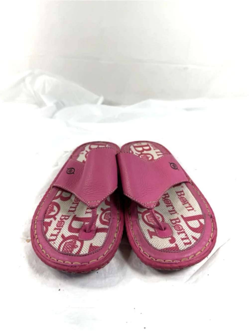 Born Concept Boho Pink Leather Flat Thong Sandal Flip Flops Size 7/38